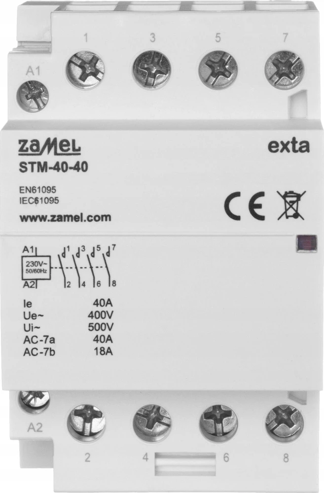 Zamel Modulinis montavimo kontaktorius 40A 4xZ 230V AC tipas: STM-40-40 EXT10000296