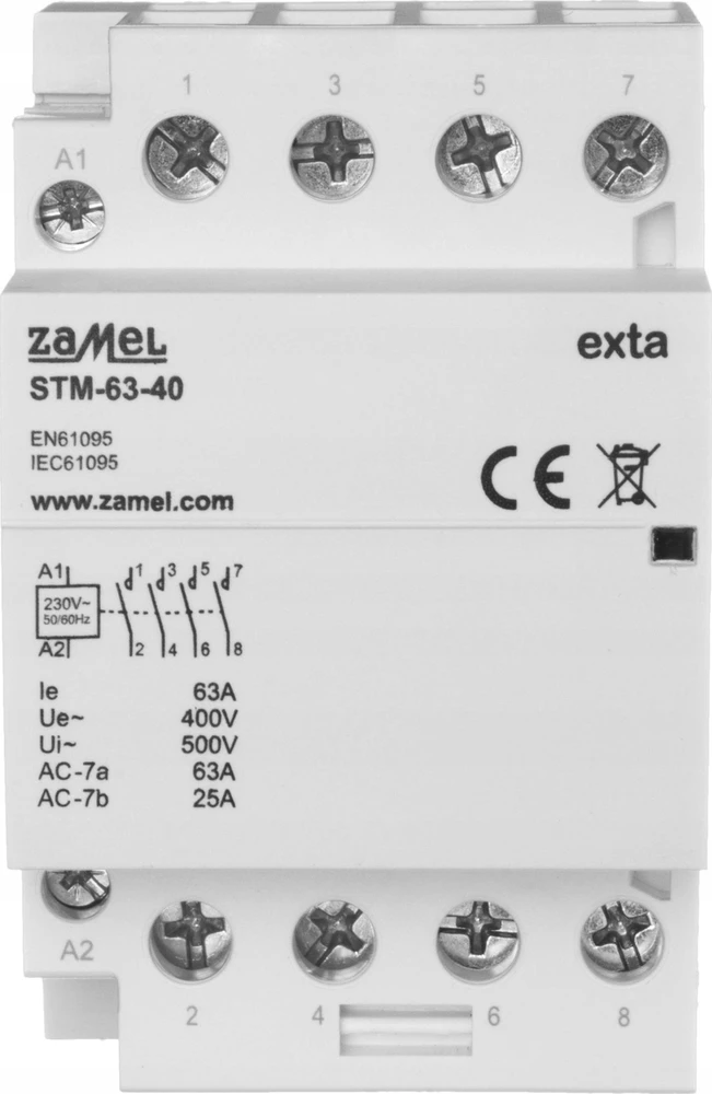 Zamel Modulinis montavimo kontaktorius 63A 4xZ 244V AC/DC tipas: STM-63-40/24V EXT10000300