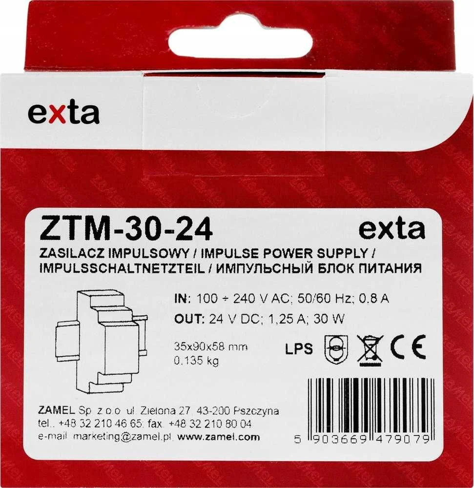 Zamel Perjungiamas maitinimo šaltinis montuojamas ant TH-35 (DIN) bėgio, 30W, 24V DC tipas: ZTM-30/24 EXT10000282