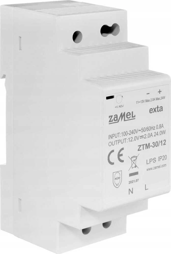 Zamel Perjungiamas maitinimo šaltinis montuojamas ant TH-35 (DIN) bėgio, 30W, 12V DC tipas: ZTM-30/12 EXT10000281