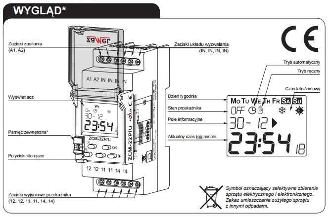 Zamel Savaitinis metinis laikmačio programuotojas 230V AC ZCM-22