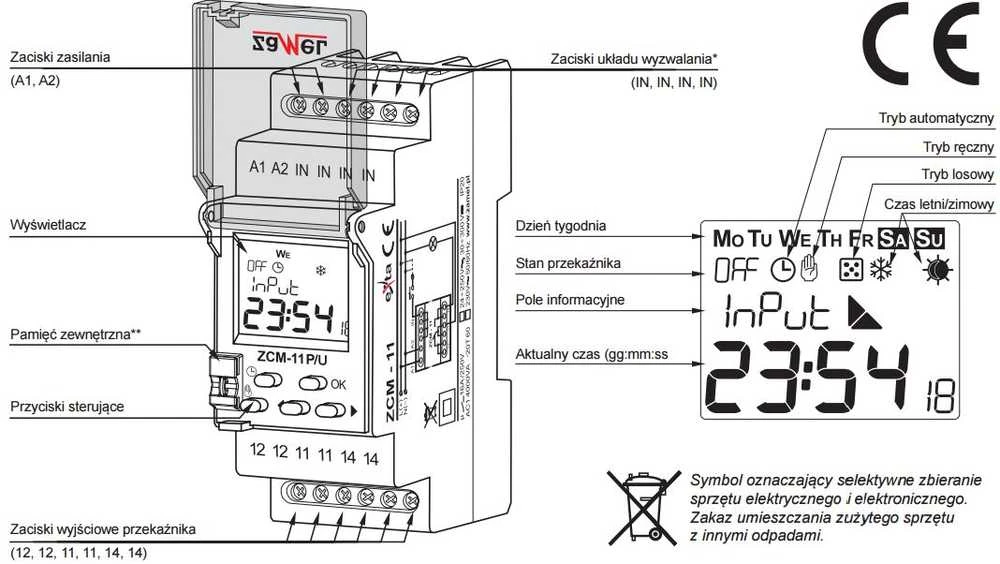 Zamel Savaitinis 1 kanalo Econo 230V AC ZCM- 11E