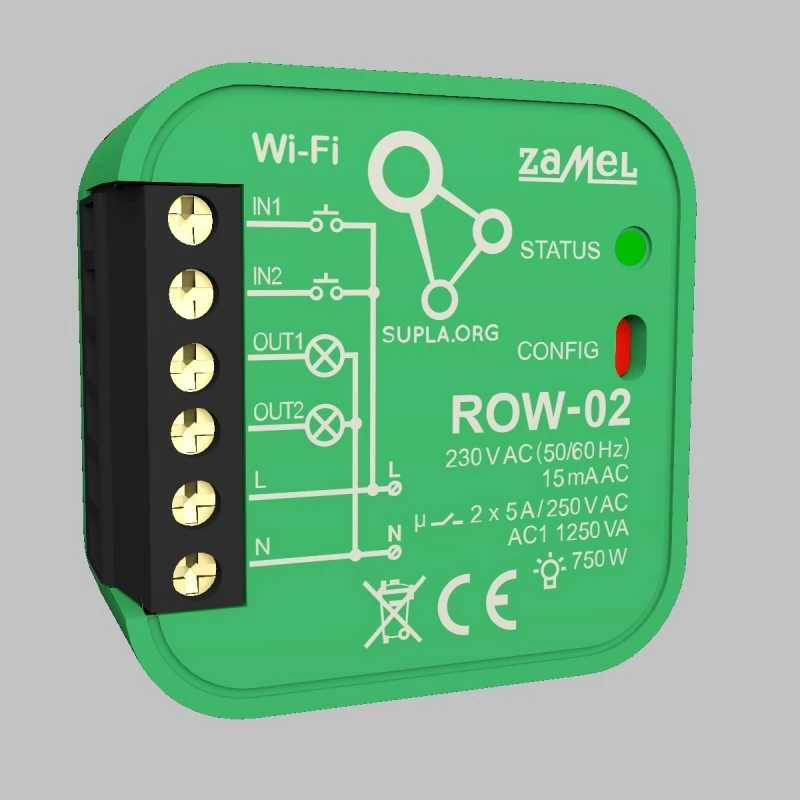 Zamel Supla ROW-02 - 2x relė 230V Wifi - Android/iOS programėlė