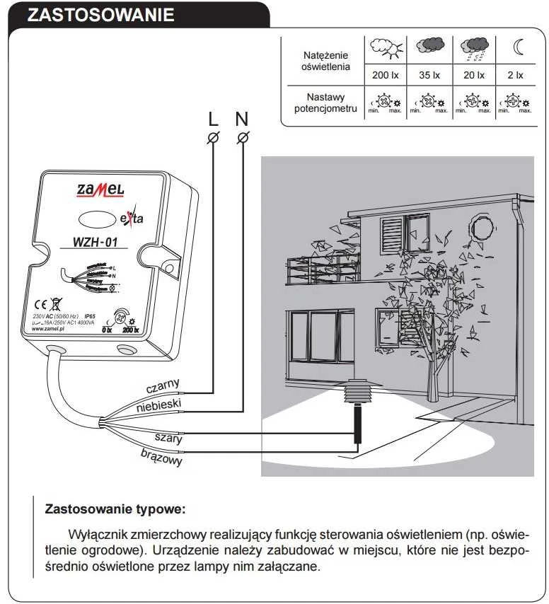 Zamel Prieblandos jungiklis VZH-01, 16A, IP65