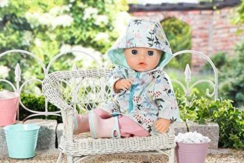 Zapf ZAPF Creation Baby Annabell lietaus rinkinys 43cm, lėlės aksesuarai (kombinezonas, lietpaltis ir batai)