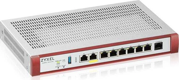 Maršrutizatorius ZYXEL USG FLEX 100 HP, 7 GIGABIT USER-DEFINABLE PORTS, 1*1G POE+, 1*USB WITH 1 YR ENTRY DEFENSE PACK