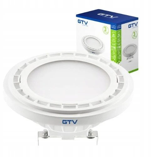 GTV LED lemputė, AR111, 3000K, G53, 12,5 W, DC12V, 120°, 1100lm, balta