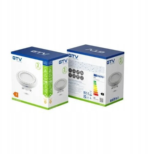 GTV LED lemputė, AR111, 3000K, G53, 12,5 W, DC12V, 120°, 1100lm, balta