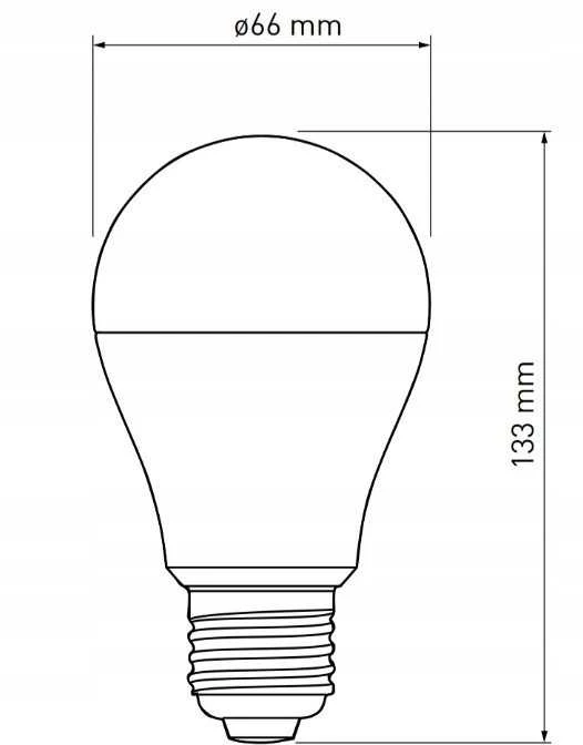 GTV LED lemputė , A65, 3000K, E27, 20W, 2400lm, AC180-250V/ 50-60Hz, RA>80, 200°, 164mA