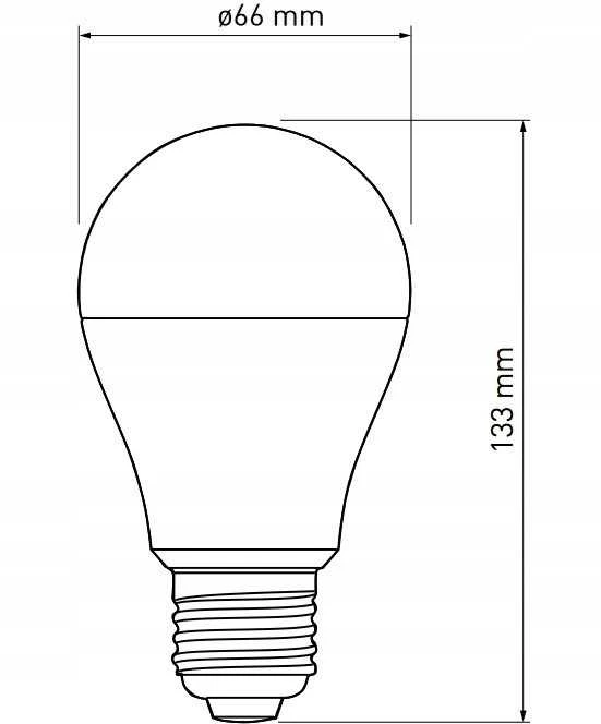 GTV LED lemputė , A65, 4000K, E27, 20W, 2400lm, AC180-250V/ 50-60Hz, RA>80, 200°, 164mA