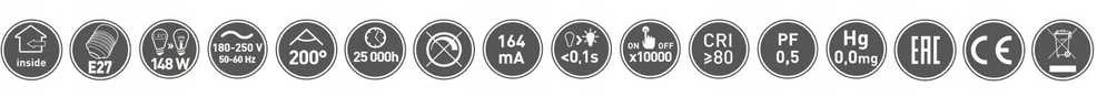 GTV LED lemputė , A65, 4000K, E27, 20W, 2400lm, AC180-250V/ 50-60Hz, RA>80, 200°, 164mA
