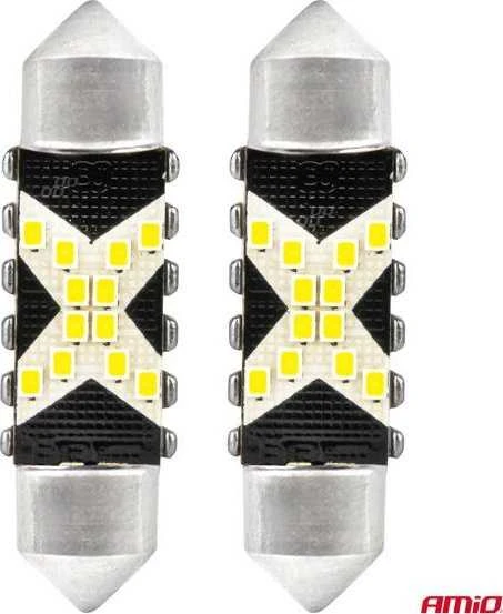 „Canbus Festoon C5W 12SMD LED“ lemputės 2016 m., 39 mm, baltos, 12 V, 24 V, amio-04237