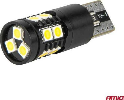 LED lemputės Canbus T10 W5W 13SMD 3030 baltos 12V 24V amio-04259