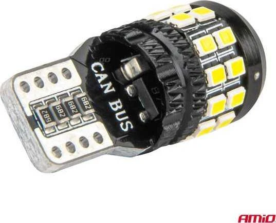 LED lemputės Canbus T10 W5W 27SMD 2016 baltos 12V 24V amio-04258