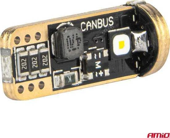 LED lemputės Canbus T10 W5W 3SMD 3838 baltos 12V 24V amio-04246