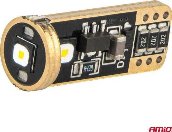 LED lemputės Canbus T10 W5W 3SMD 3838 baltos 12V 24V amio-04246