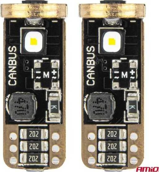 LED lemputės Canbus T10 W5W 3SMD 3838 baltos 12V 24V amio-04246