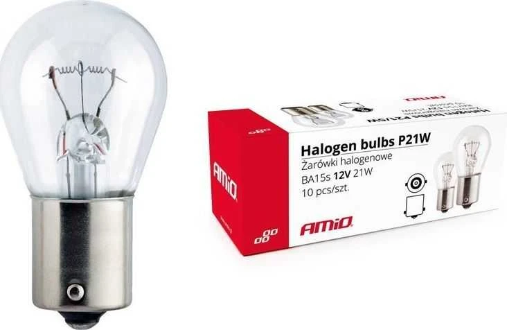 Halogeninės lemputės P21W BA15S 12V 10 vnt. (E8) amio-01491
