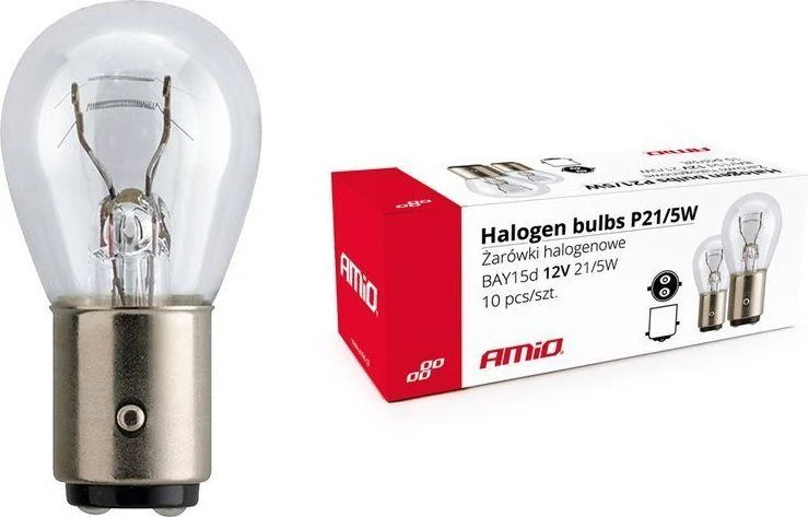 Halogeninės lemputės P21/5W Bay15D 12V 21W/5W 10 vnt. (E8) amio-01488