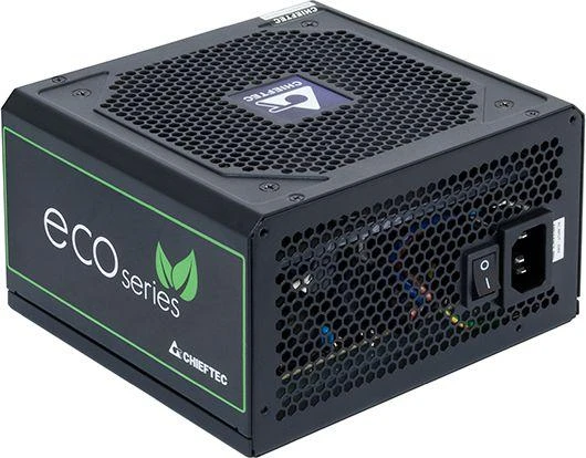 CHIEFTEC ECO serijos 600 W ATX-12V V.2.3 maitinimo šaltinis su 12 cm ventiliatoriumi Aktyvus PFC 230 V tik 85 proc. Efektyvumas, įskaitant maitinimo laidą