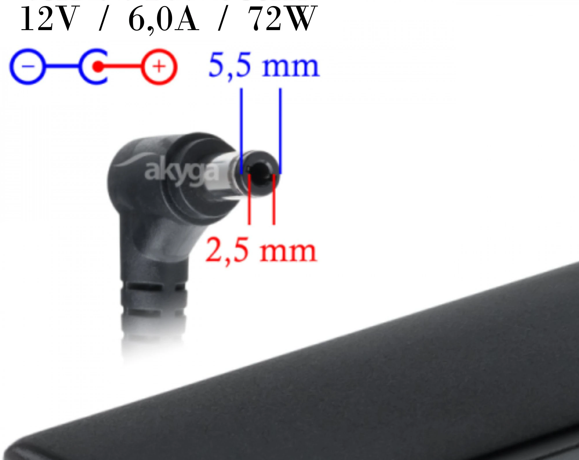 Akyga AK-ND-28 įkroviklio jungtis 5,5x2,5 mm
