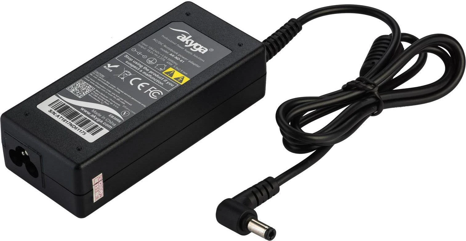 Nešiojamojo kompiuterio pakrovėjas Akyga AK-ND-61 (19V / 2.37A 45W 5.5 x 2.5mm) ASUS / TOSHIBA / LENOVO 1.2m