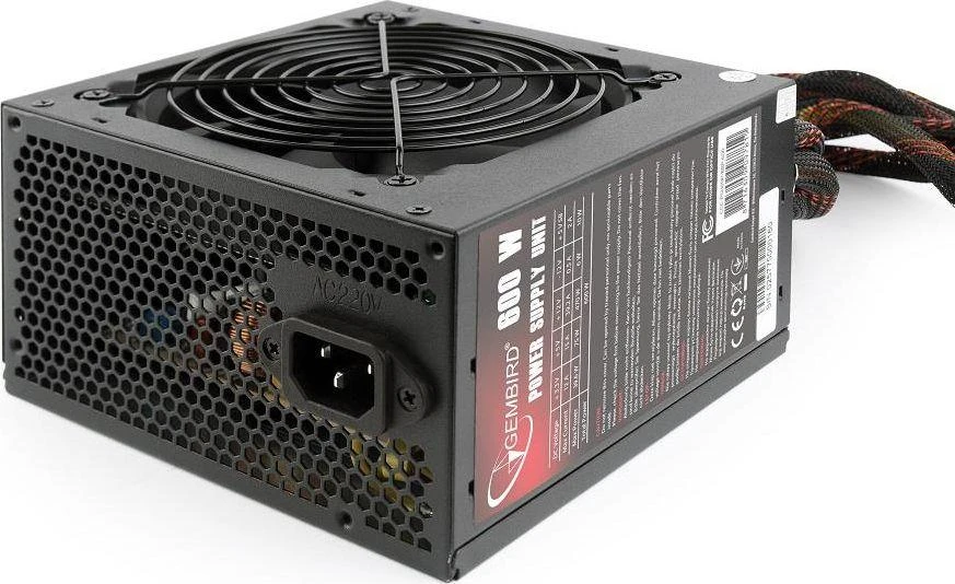GEMBIRD maitinimo blokas 600W aktyvus PFC 12 cm ventiliatorius 80+ bronzos spalvos dėžutė