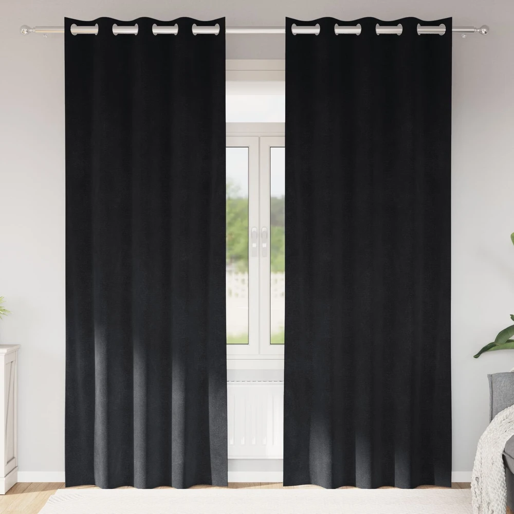 Užtemdymo užuolaidos 2 vnt. Juoda 140 x 225 cm Aksomas