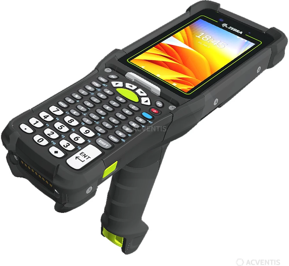 Brūkšninių kodų skaitytuvas Zebra Duomenų terminalas MC94 GUN 6GB RAM/128 GB FLASH / LAN/WiFi/BT/NFC/ 4.3'' / 2D vaizdo skaitytuvas SE58 ERI / kamera 8 Mpx+16 Mpx / Android GMS / 53 klavišai / akumuliatorius 7000 mAh