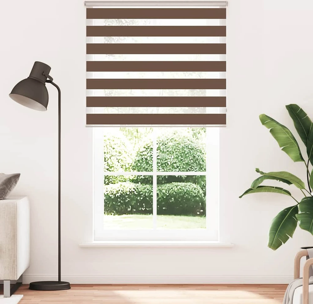 Zebrinės žaliuzės, rudos, 120x230 cm, audinys, plotis 115,9 cm, poliesteris