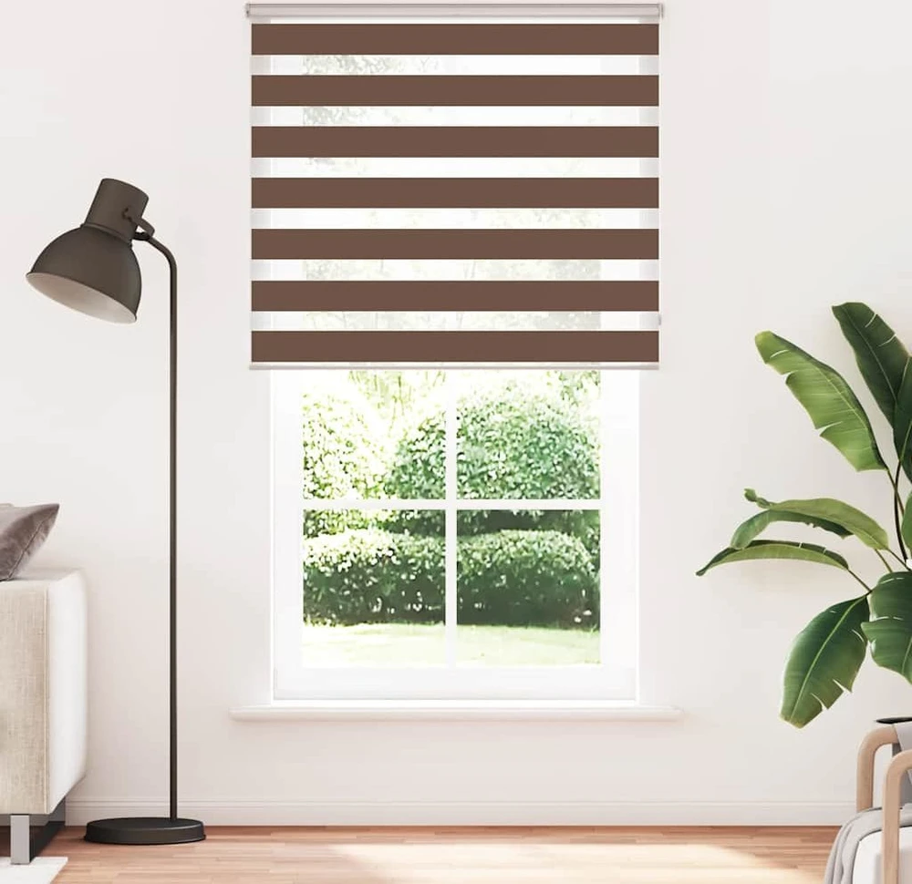 Zebrinės žaliuzės, rudos, 130x230 cm, audinys, plotis 125,9 cm, poliesteris