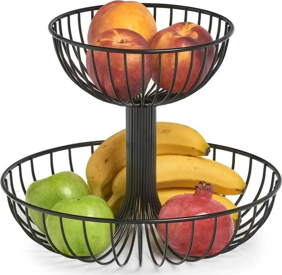 Fruit basket 2-level, Ø 32 x 26 cm, juodas, ZELLER
