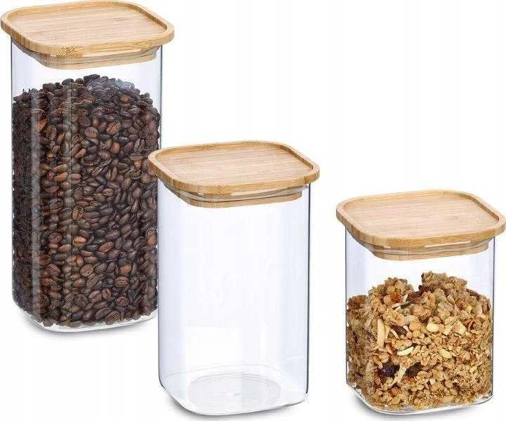 Zeller Stiklainis su bambukiniu dangteliu, 1400 ml, 11 x 11 x 17,7 cm