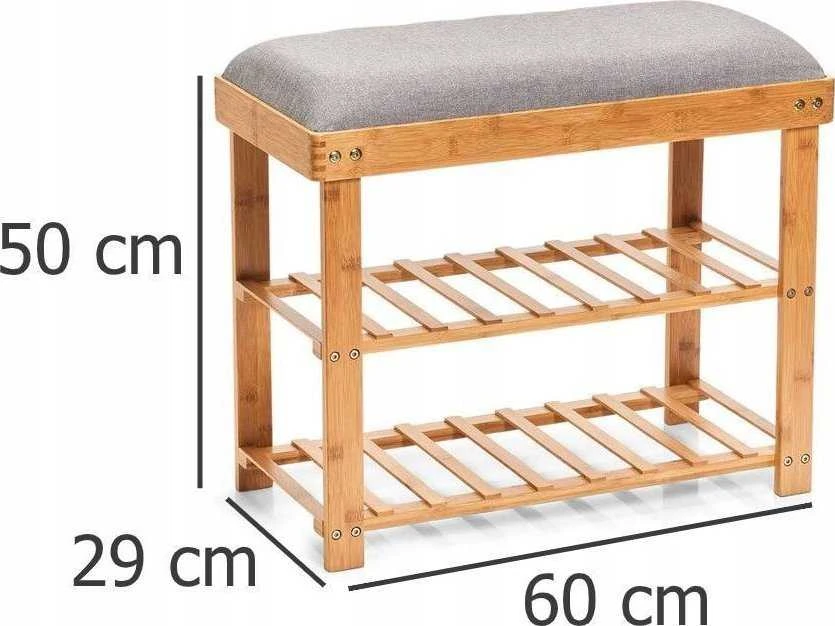 Zeller Bamboo Spintelė iš bambuko batams, sėdynė su lentynomis, medinė taburetė prieškambariui.