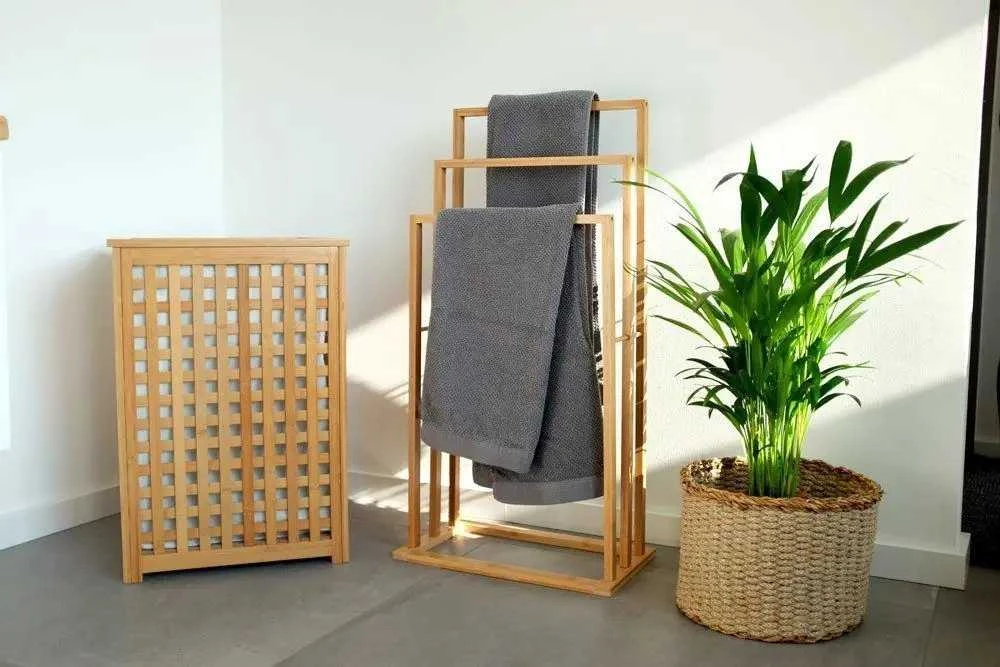 Pakabinamas skalbinių krepšys iš bambuko - 92 litrai, išimamas įdėklas, BAMBOO ZELLER