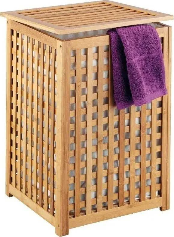 Pakabinamas skalbinių krepšys iš bambuko - 92 litrai, išimamas įdėklas, BAMBOO ZELLER