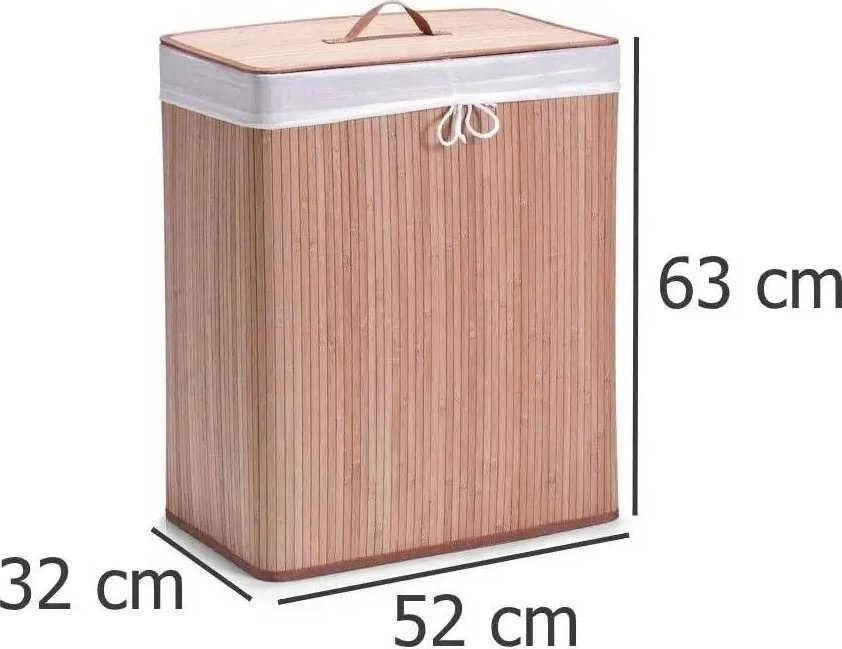 Bamboo Bambuko skalbinių krepšelis, 104 l, 2 kamerų, šviesiai ruda, ZELLER