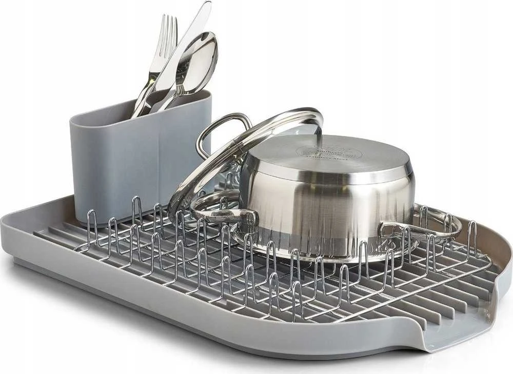 Zeller Dish Drain Rack, metal chromed/pilkas plastikas