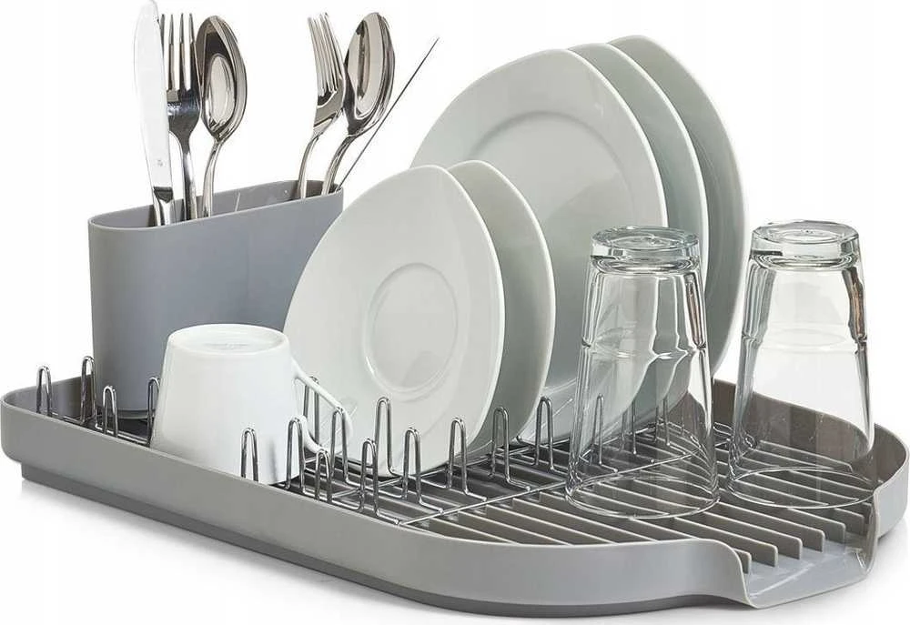 Zeller Dish Drain Rack, metal chromed/pilkas plastikas
