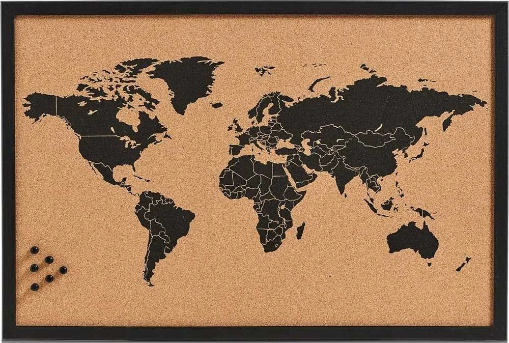 WORLD Pasaulio užrašų kamštinė lenta, 60x40 cm, ZELLER
