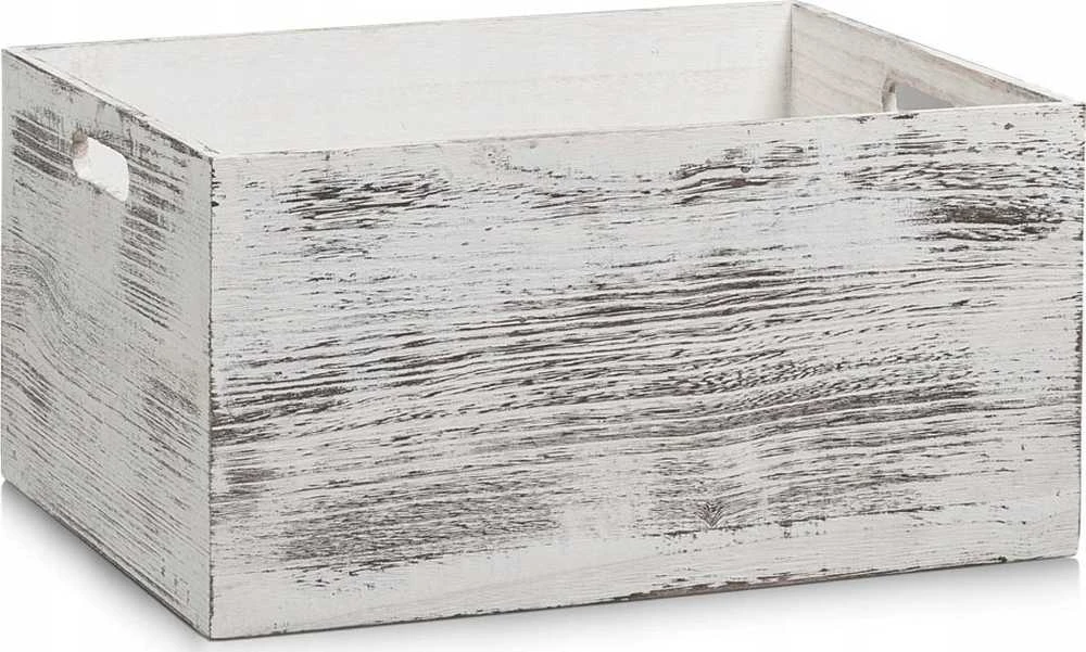 RUSTIC Baltas daiktadėžė, medinė - balta, 40x30x20 cm, ZELLER