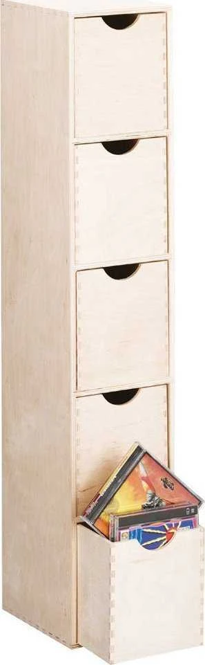 Dėžutė smulkiems daiktams, 5 stalčiai, medinė, mini lentynėlė dekupažui - 86x21x18 cm, ZELLER