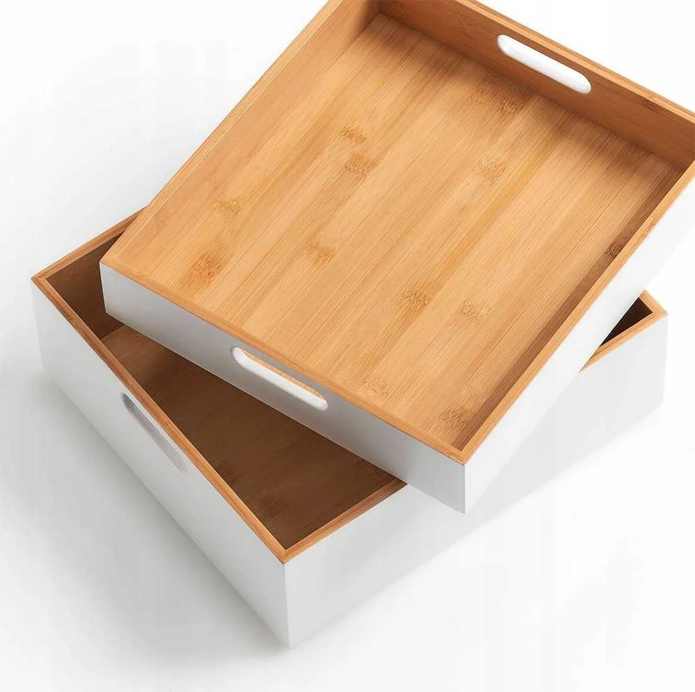 Zeller Bamboo Sandėliavimo dėžutė, bambukinė, balta 30x27x10,5