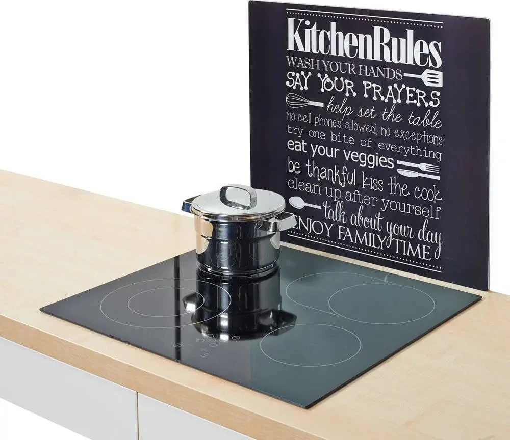 Stiklinė apsauginė plokštelė KITCHEN RULES viryklei — didelė, ZELLER