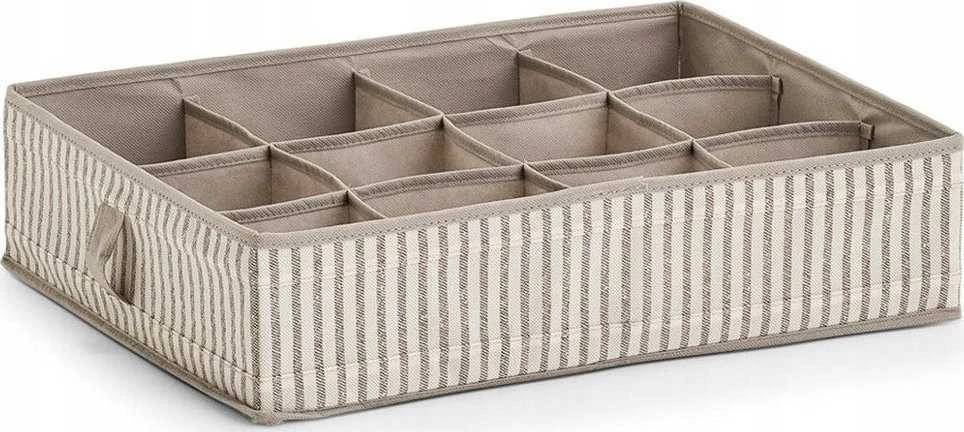 Zeller Sandėliavimo dėžutė "Stripes", 12 komp., sulankstoma, neaustinė, smėlio spalvos