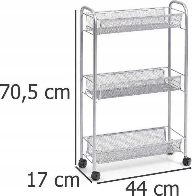 Daugiafunkcis mobilus organizatorius virtuvei arba vonios kambariui, 3 tinklinės lentynos, 4 ratukai, medžiaga metalas, prekės ženklas Zeller