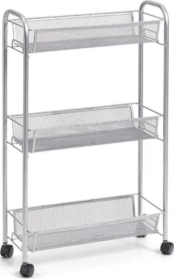 Daugiafunkcis mobilus organizatorius virtuvei arba vonios kambariui, 3 tinklinės lentynos, 4 ratukai, medžiaga metalas, prekės ženklas Zeller
