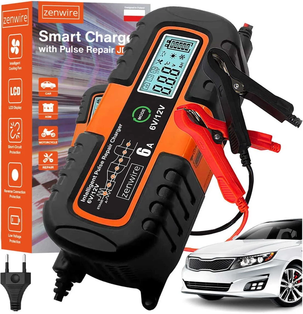 Zenwire Automobilio akumuliatoriaus įkroviklis su remonto funkcija AGM 6V 12V JMD-6S