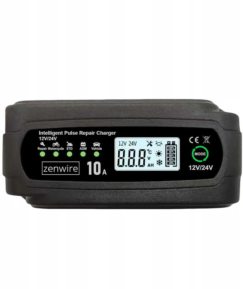 Zenwire Automobilio akumuliatoriaus įkroviklis su remonto funkcija 12V 24V 10A JMD-10