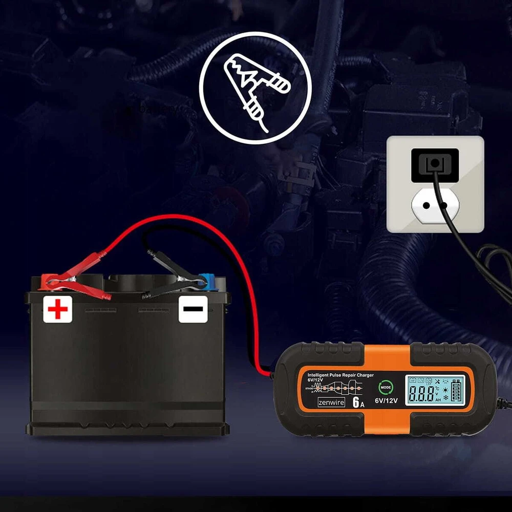 Zenwire Automobilio akumuliatoriaus įkroviklis su remonto funkcija AGM 6V 12V JMD-6S